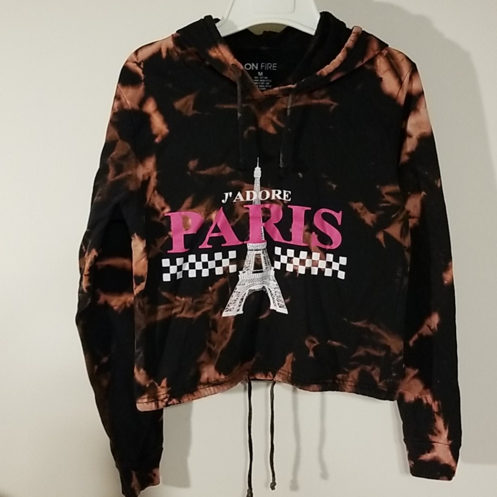 On Fire size medium Paris bleached hoodie